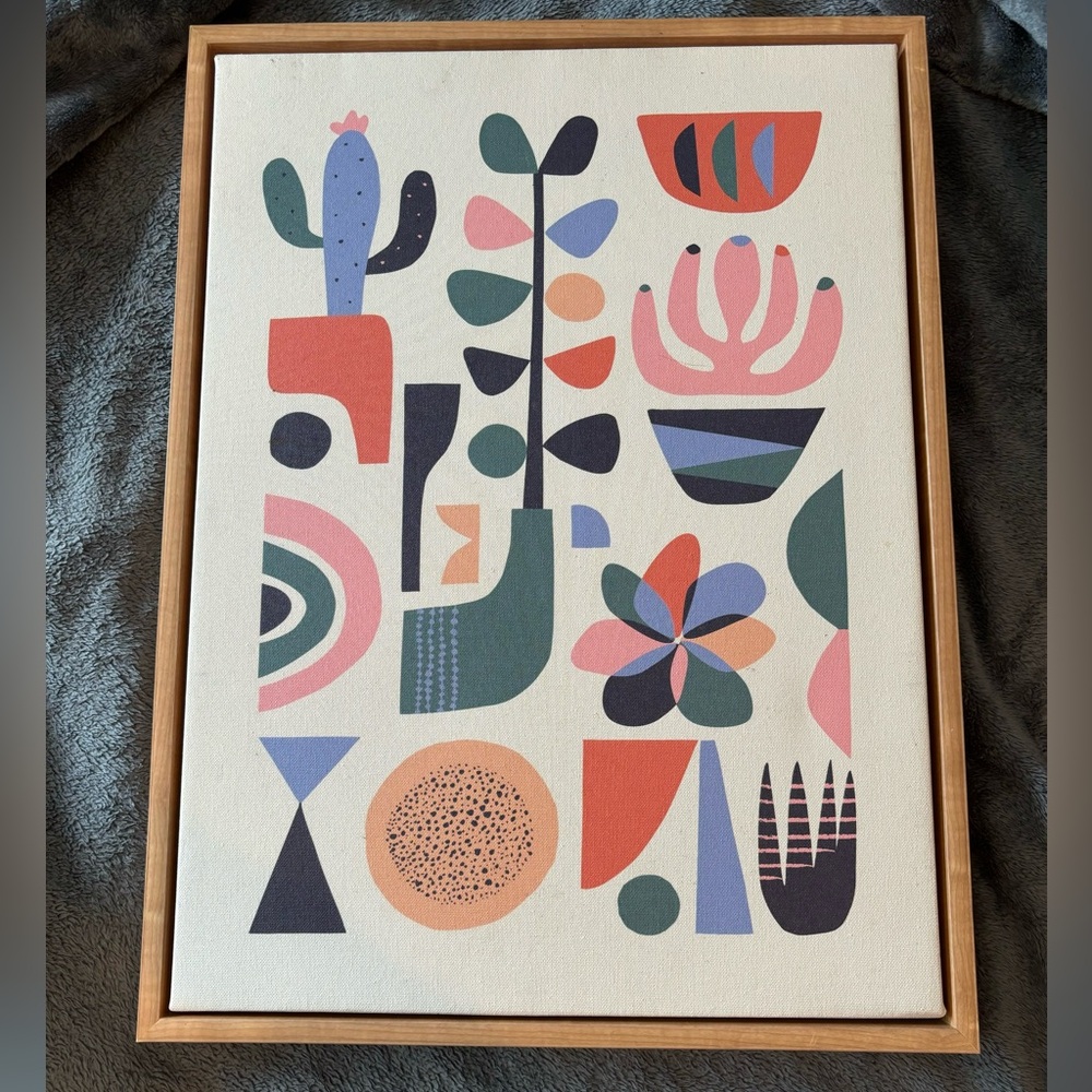 Succulents Wooden Framed Canvas Art - Kate and Laurel